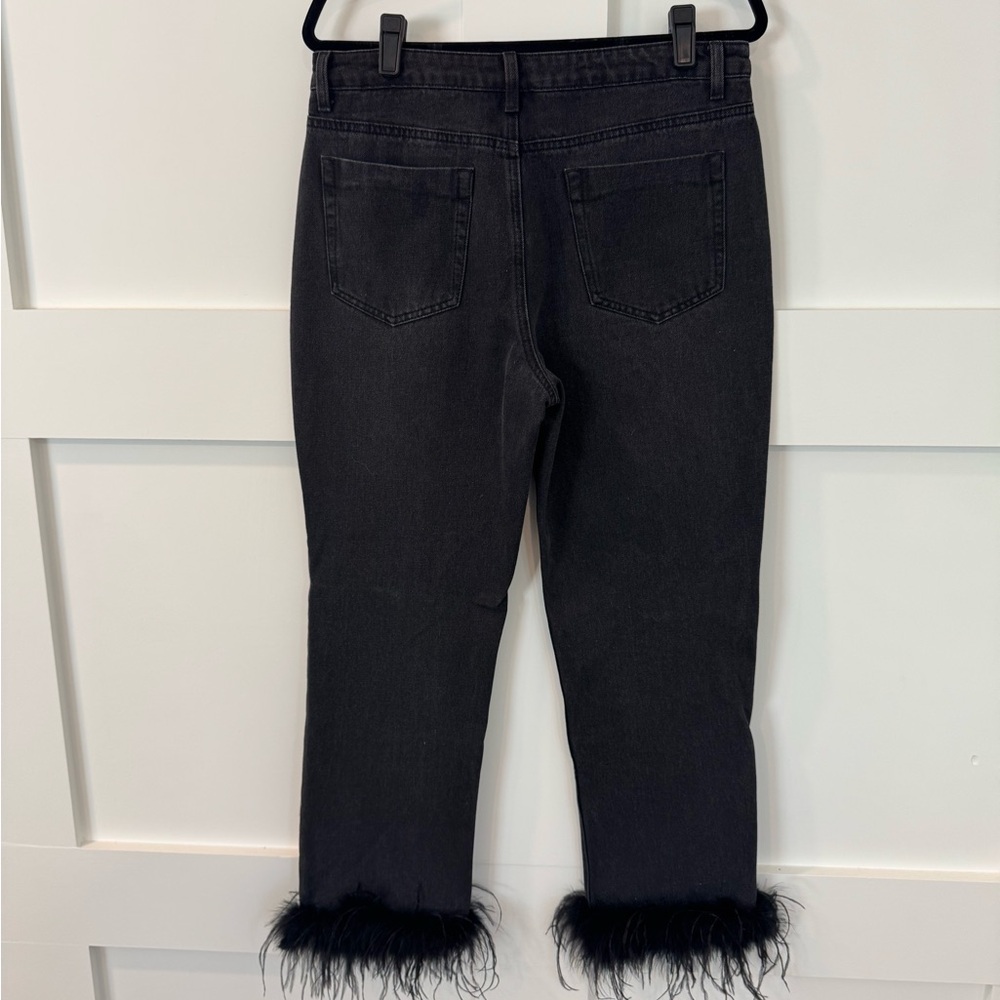 Boohoo Black Feather Trim Ankle Jeans - Picture 4 of 6